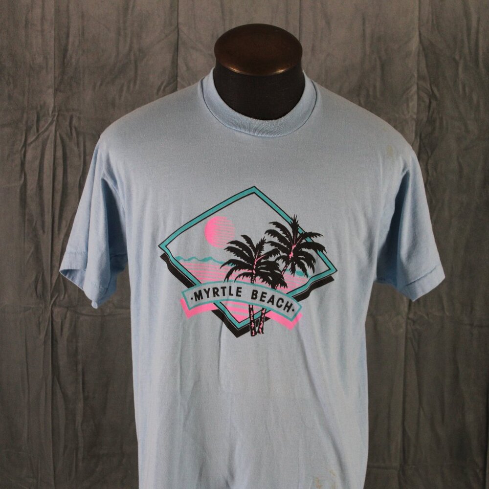 Vintage Graphic T-shirt - Myrtle Beach Neon Graphic - Men's Extra-Large